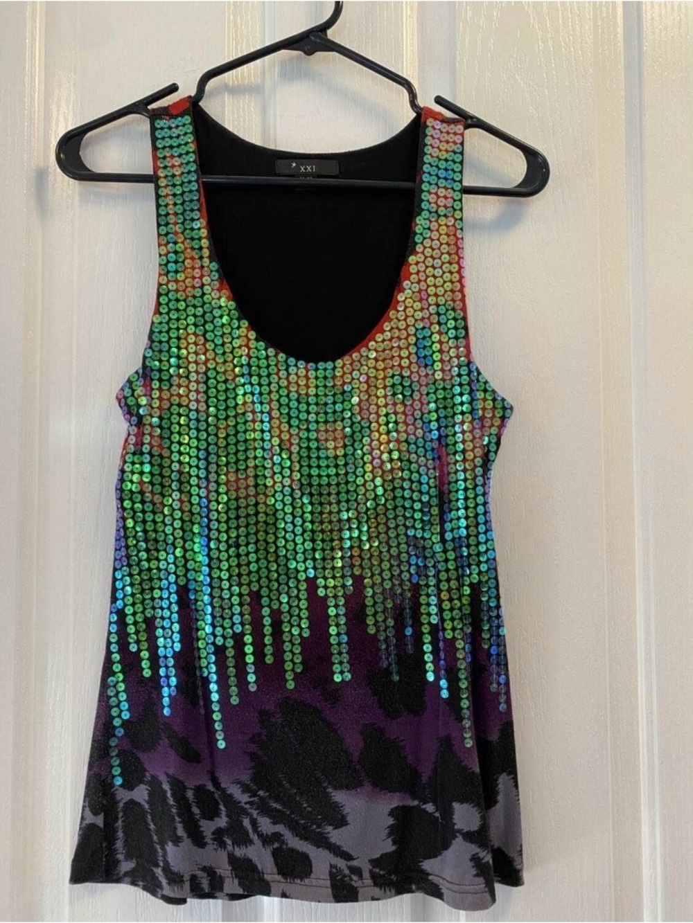 Forever 21 Multicolor Sequin Tank Top - Green Blue Purple